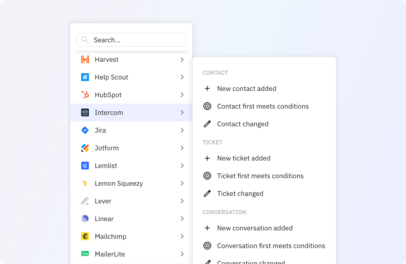 Use Relay.app's Intercom integrations to trigger actions across your apps