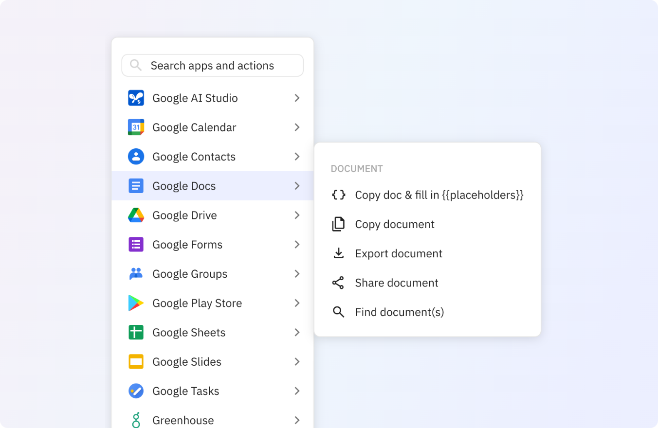 Use any of these Google Docs actions in your Relay.app workflows.
