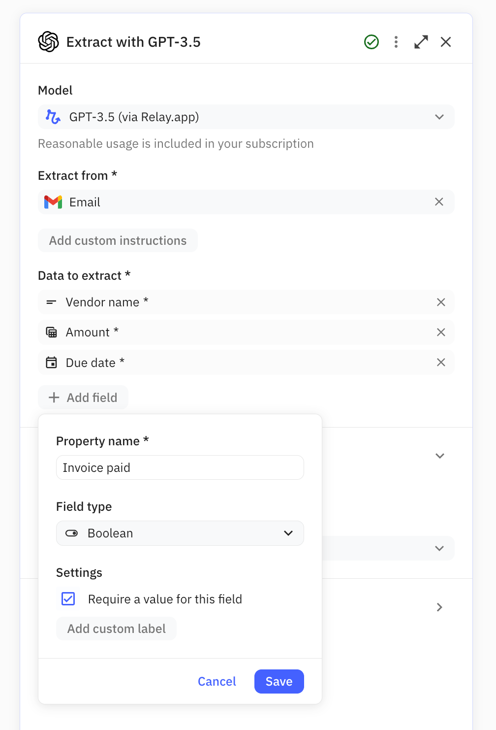 Specify what data should be extracted