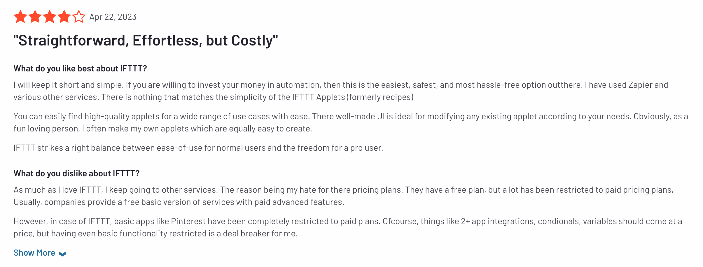 IFTTT G2 Review