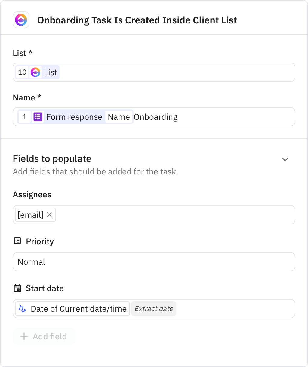 Relay.app screenshot of: Onboarding Task Is Created Inside Client List