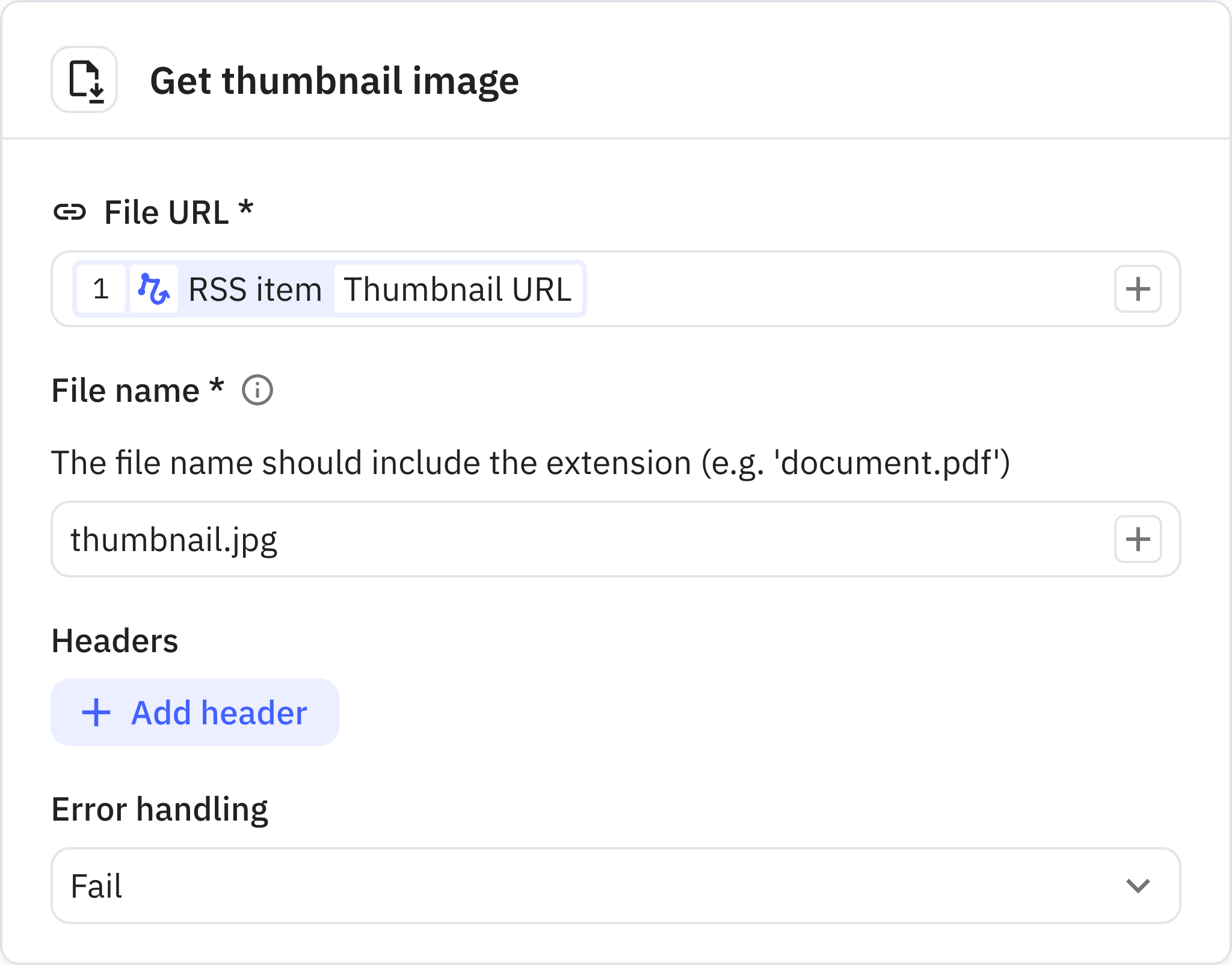 Relay.app screenshot of: Get thumbnail image