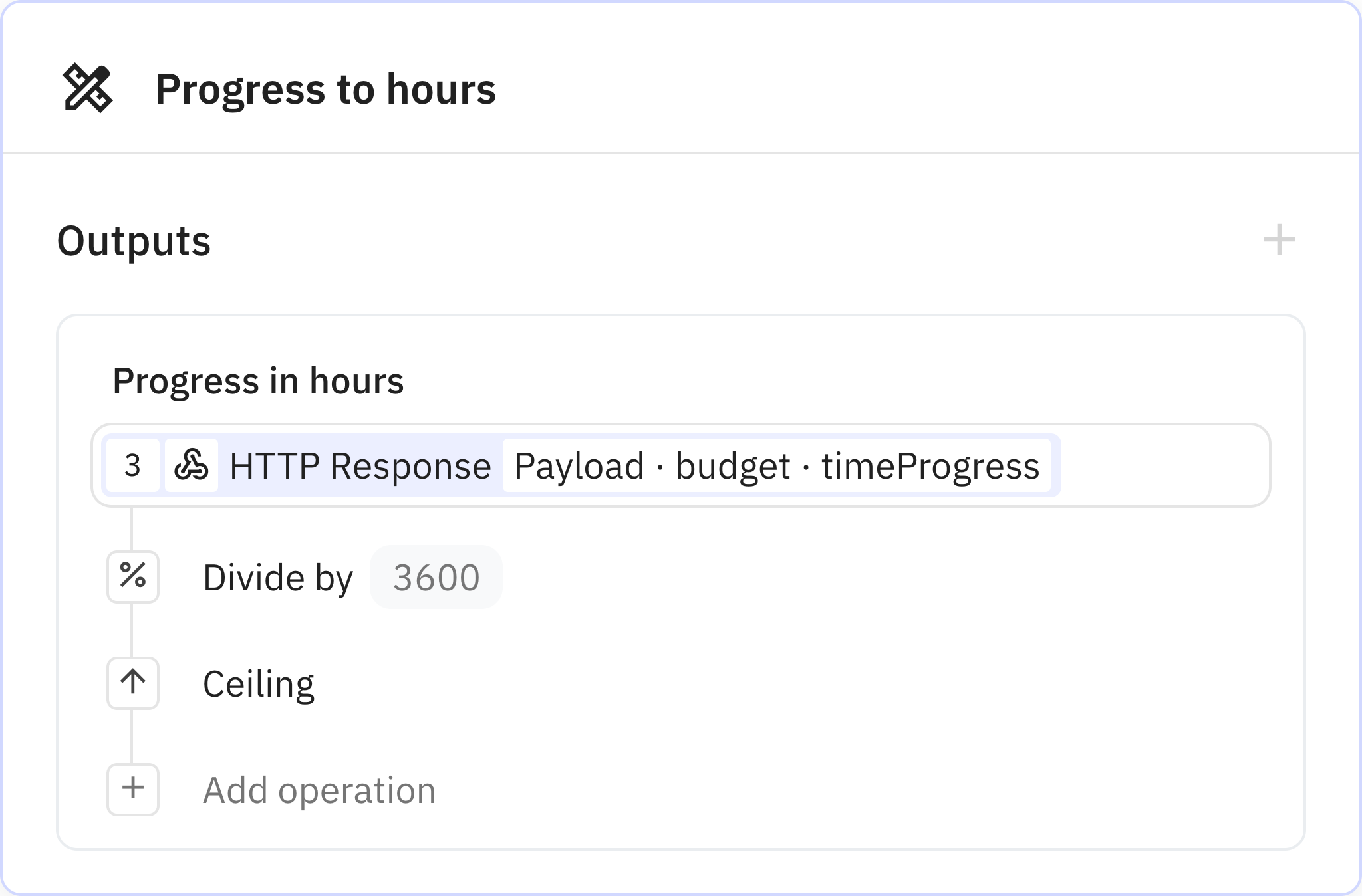 Relay.app screenshot of: Progress to hours