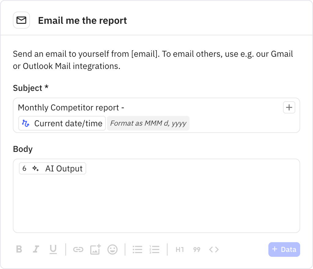 Relay.app screenshot of: Email me the report