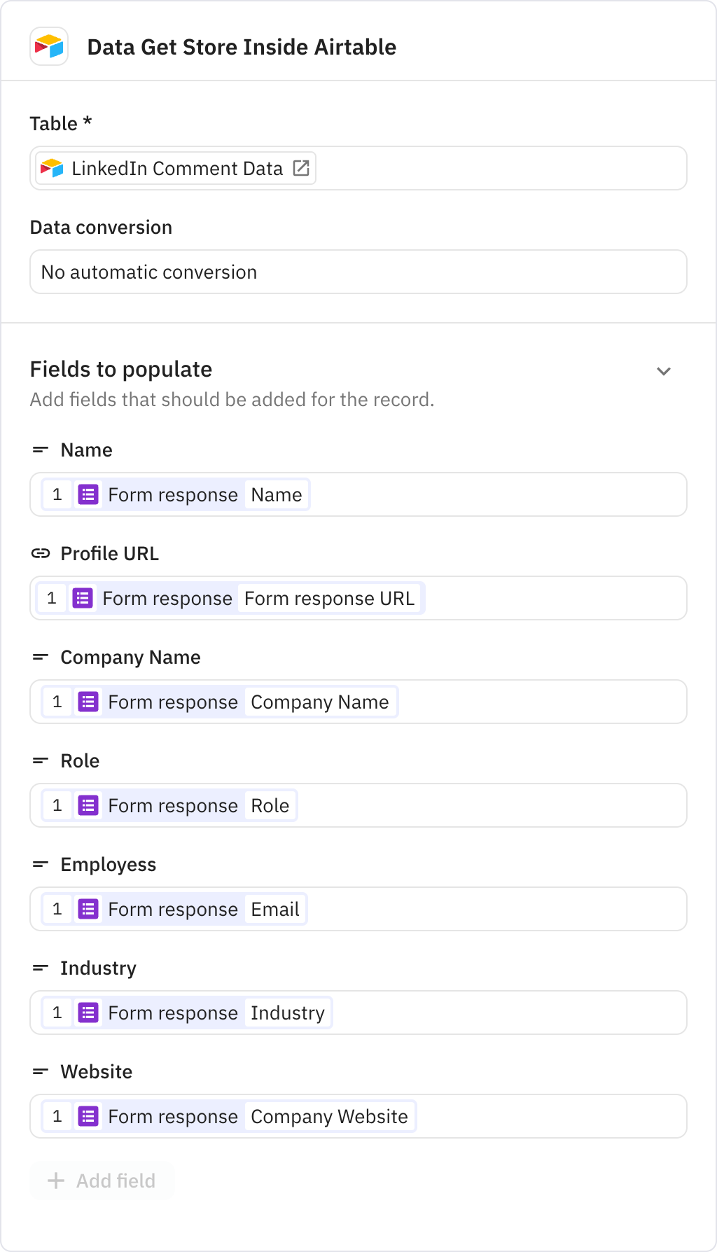 Relay.app screenshot of: Data Get Store Inside Airtable