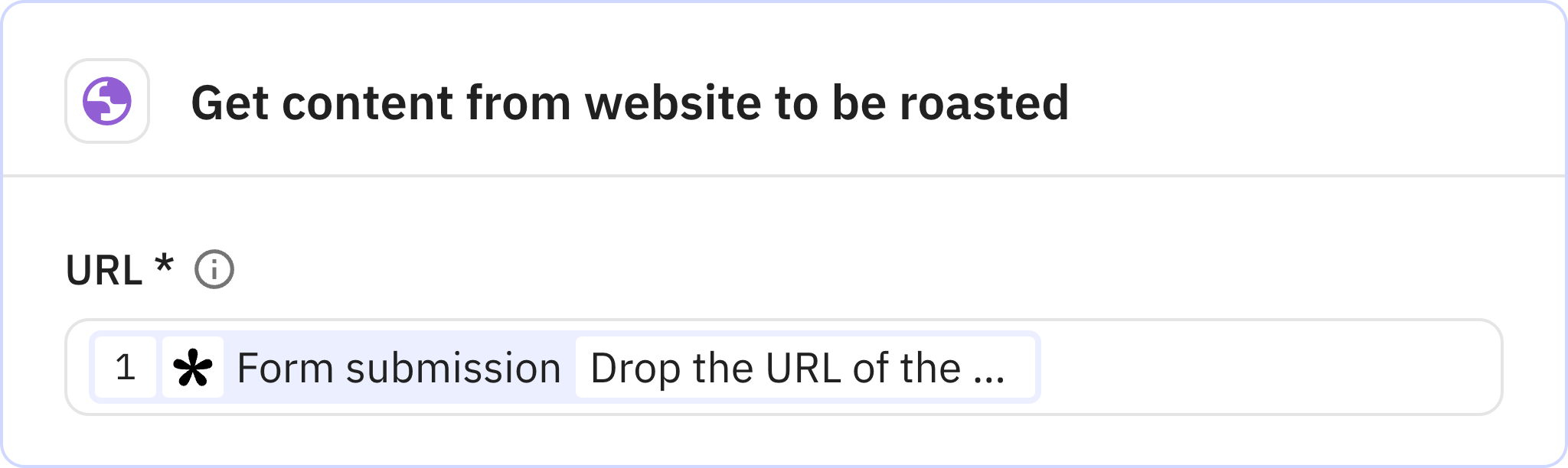 Relay.app screenshot of: Get content from website to be roasted