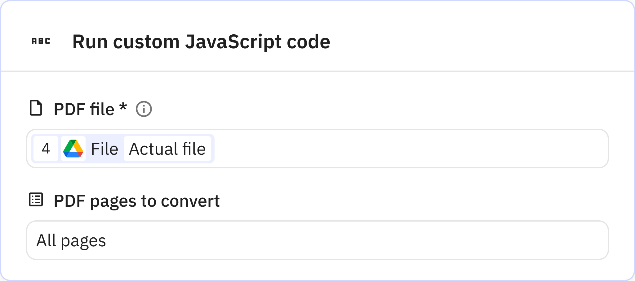 Relay.app screenshot of: Convert PDF to text