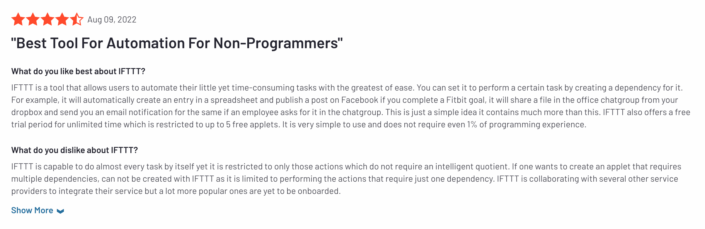 IFTTT G2 Review