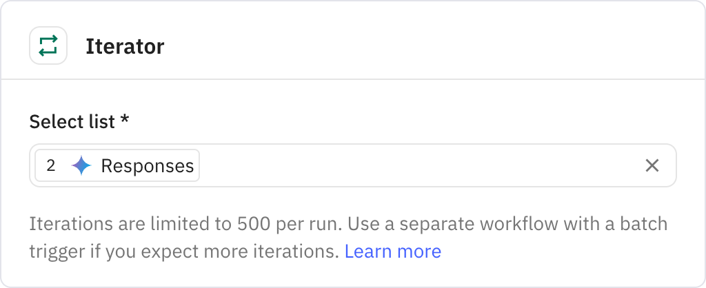 Relay.app screenshot of: Iterator
