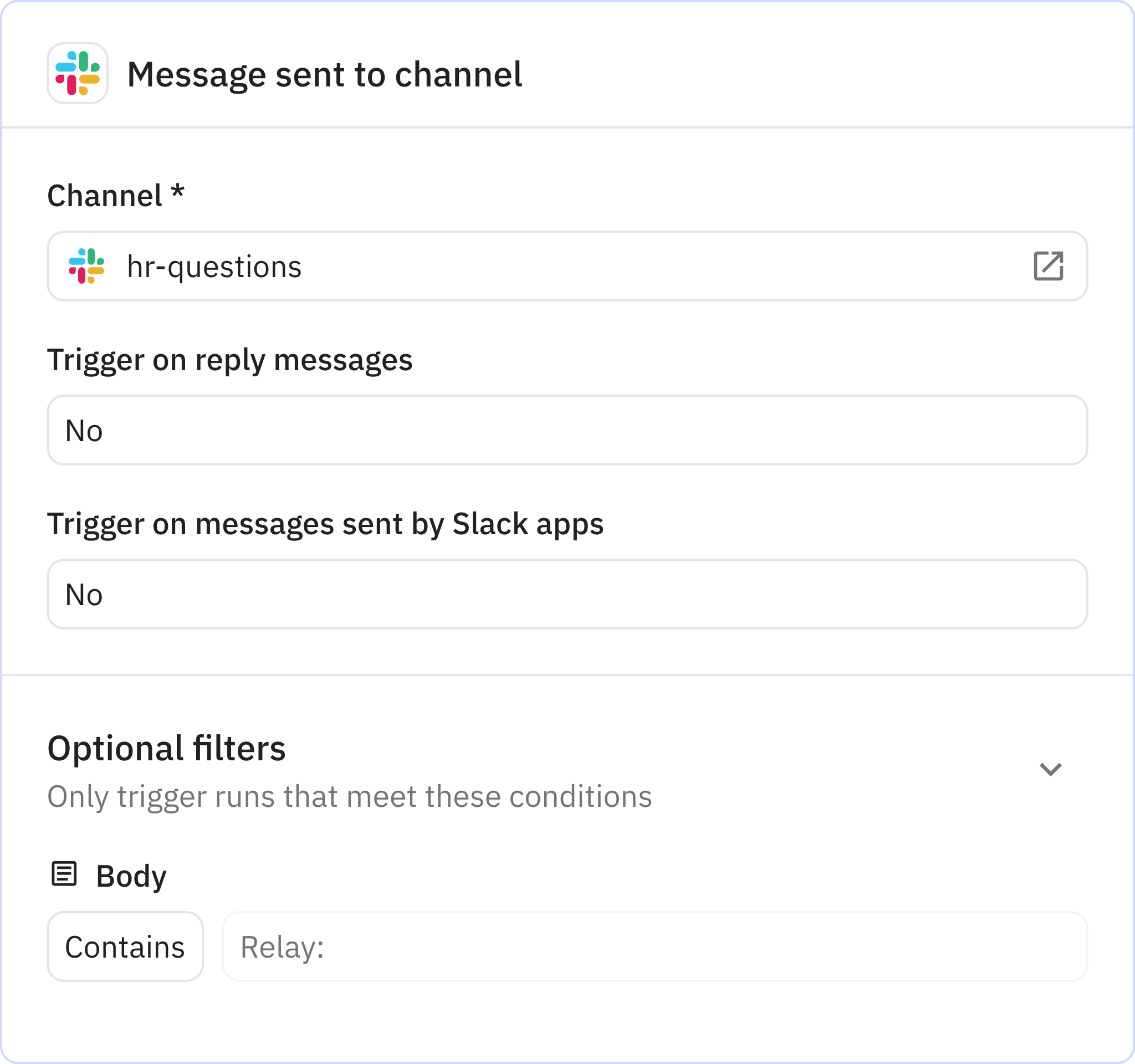 Relay.app screenshot of: Message sent to channel