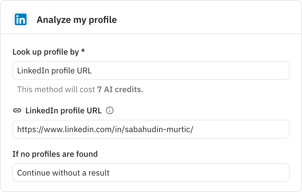 Relay.app screenshot of: Analyze my profile