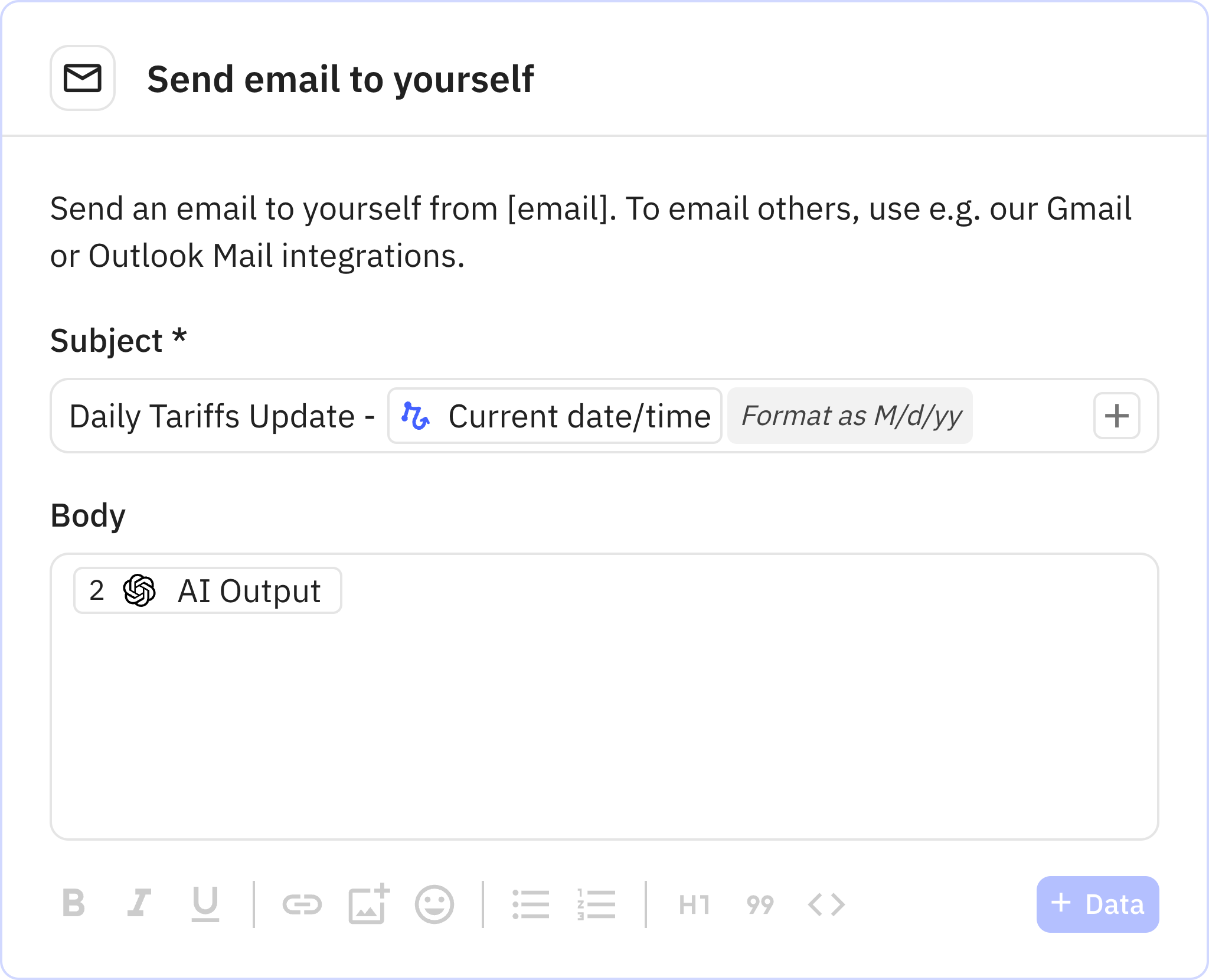 Relay.app screenshot of: Send email to yourself