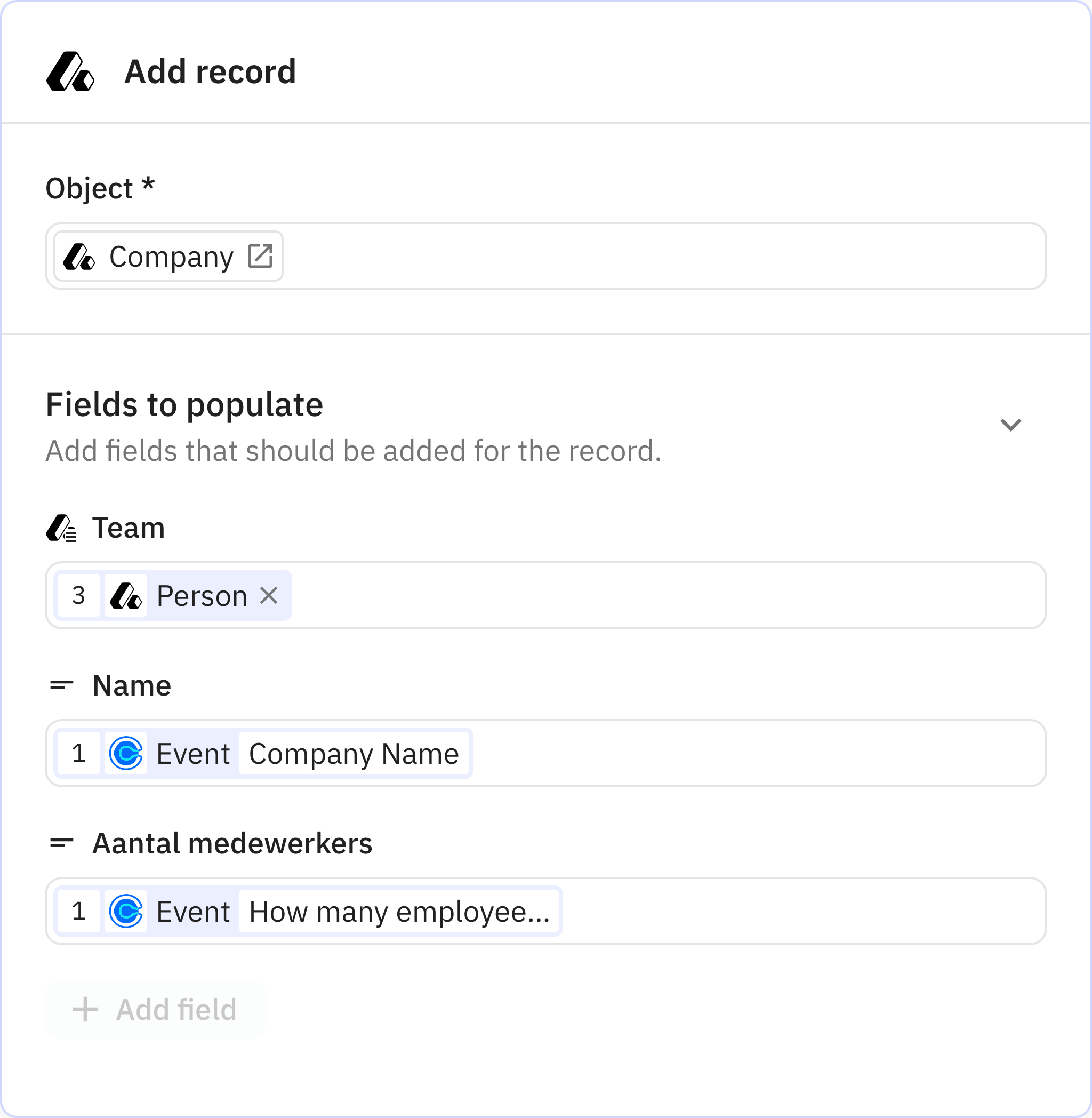 Relay.app screenshot of: Add record