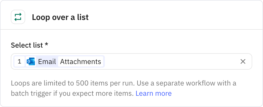 Relay.app screenshot of: Loop over a list