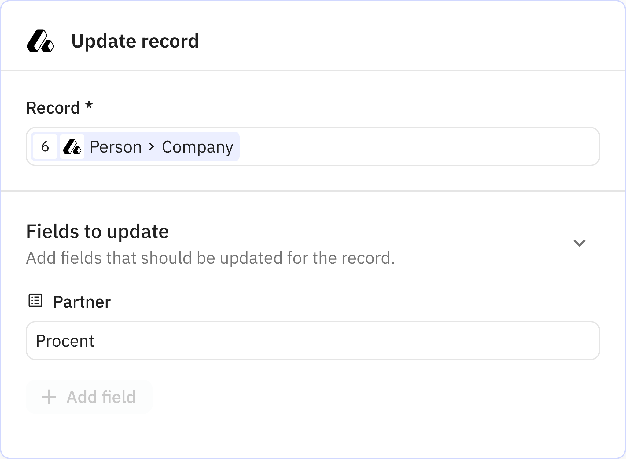 Relay.app screenshot of: Update record