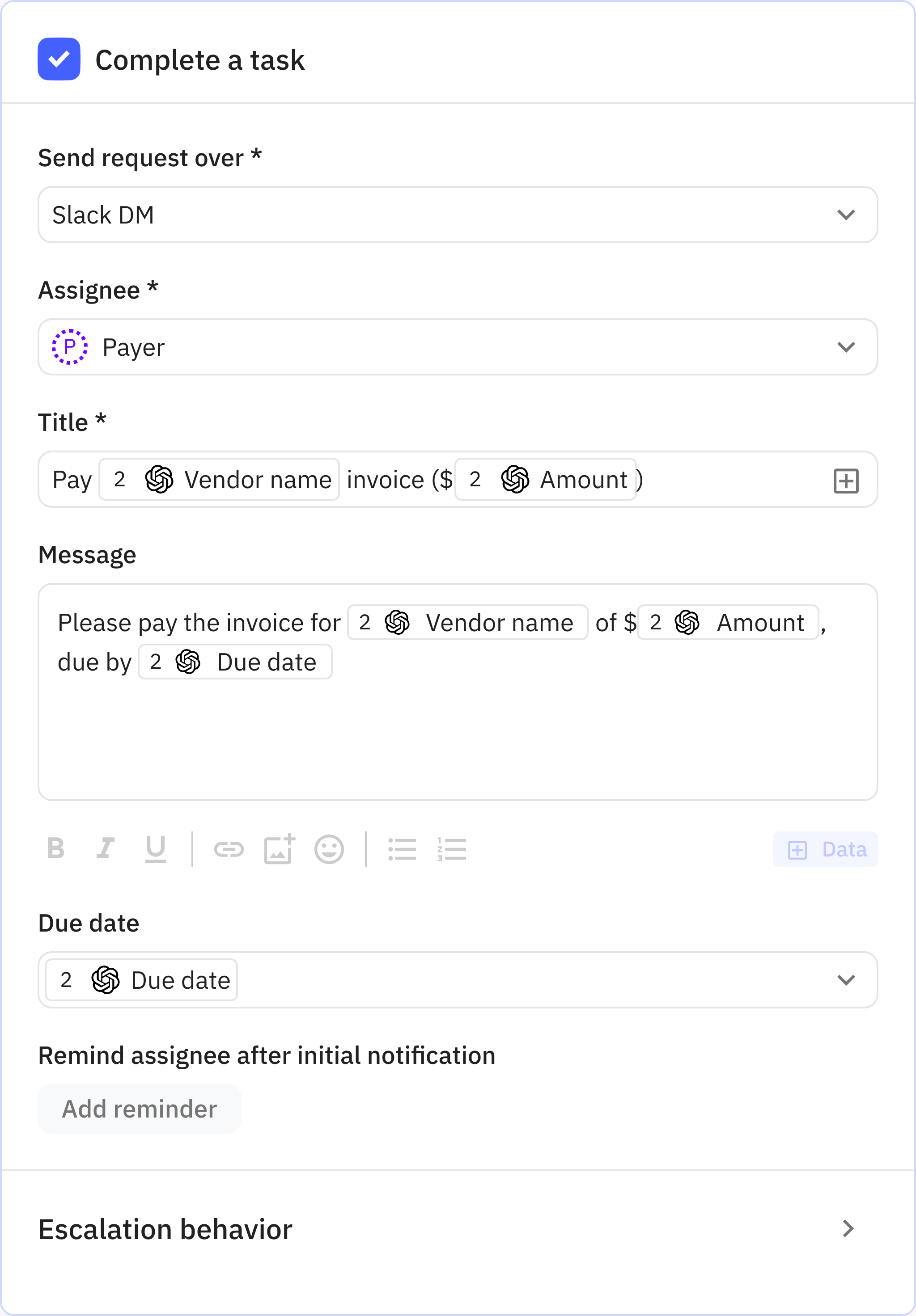 Relay.app screenshot of: Pay  invoice ($)