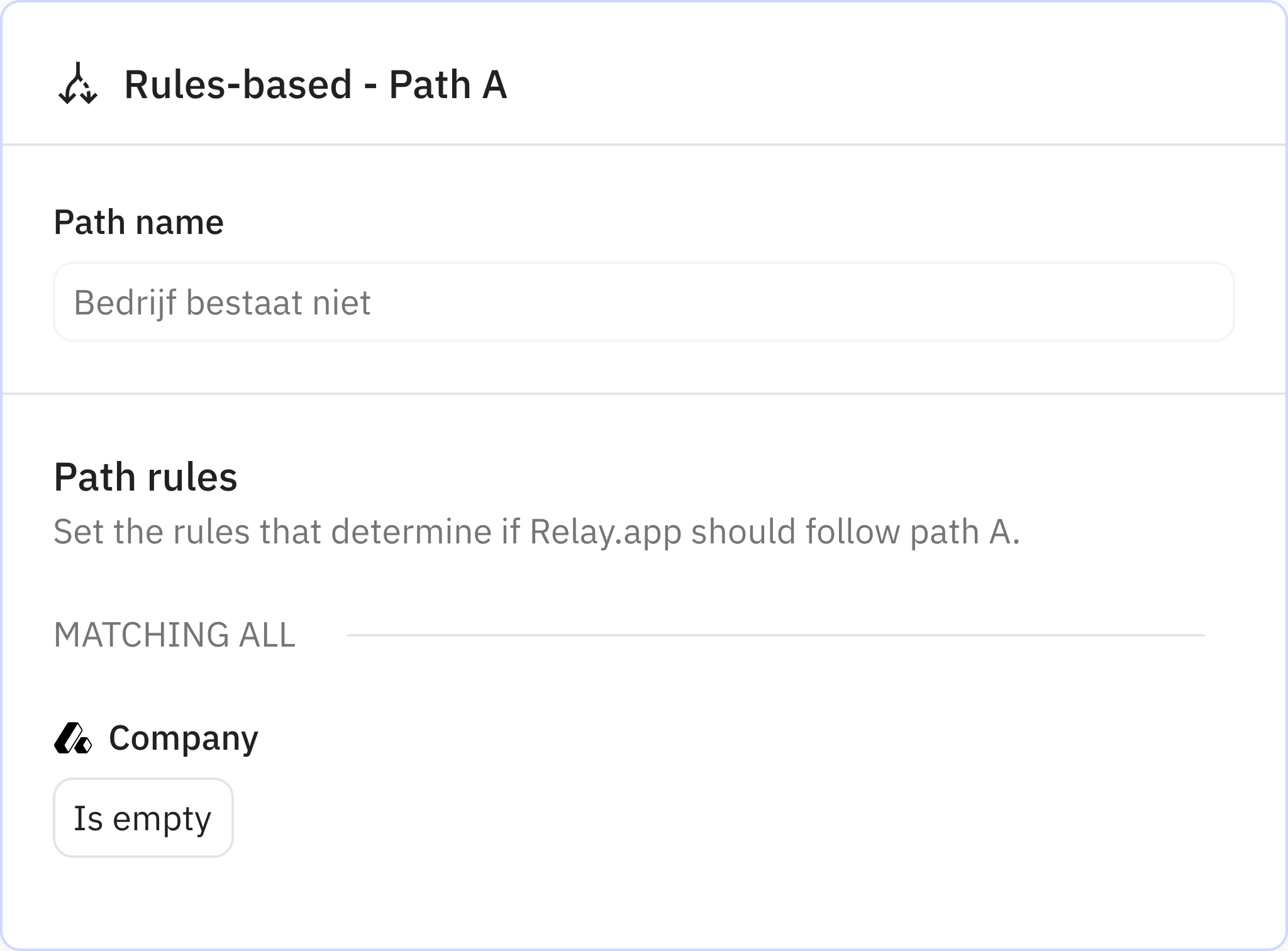 Relay.app screenshot of: Bedrijf bestaat niet
