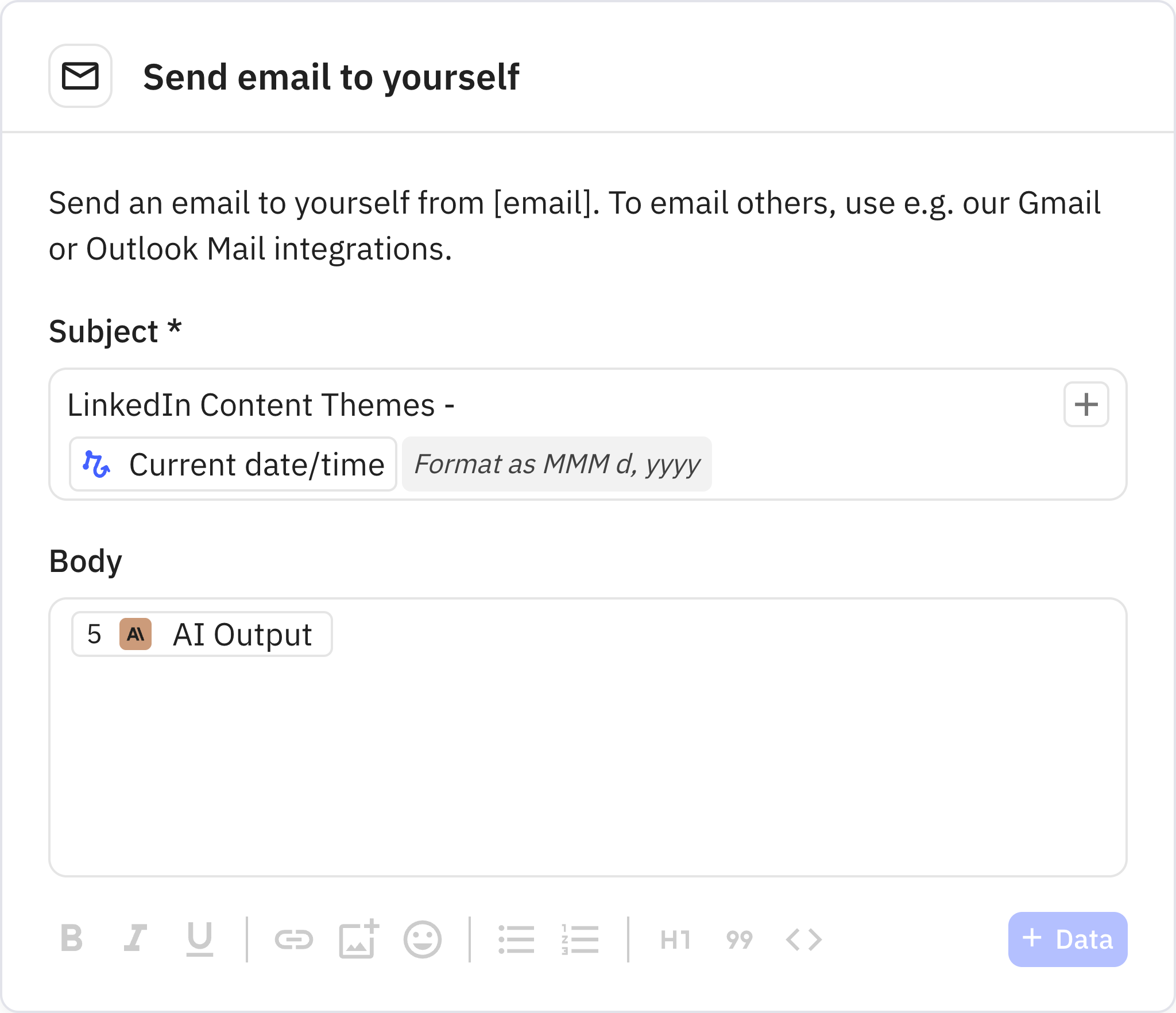 Relay.app screenshot of: Send email to yourself
