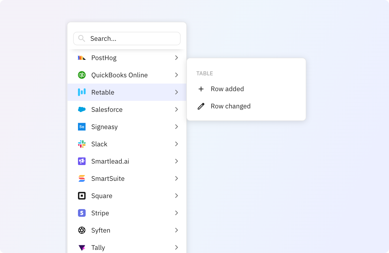 Use Relay.app's Retable integrations to trigger actions across your apps