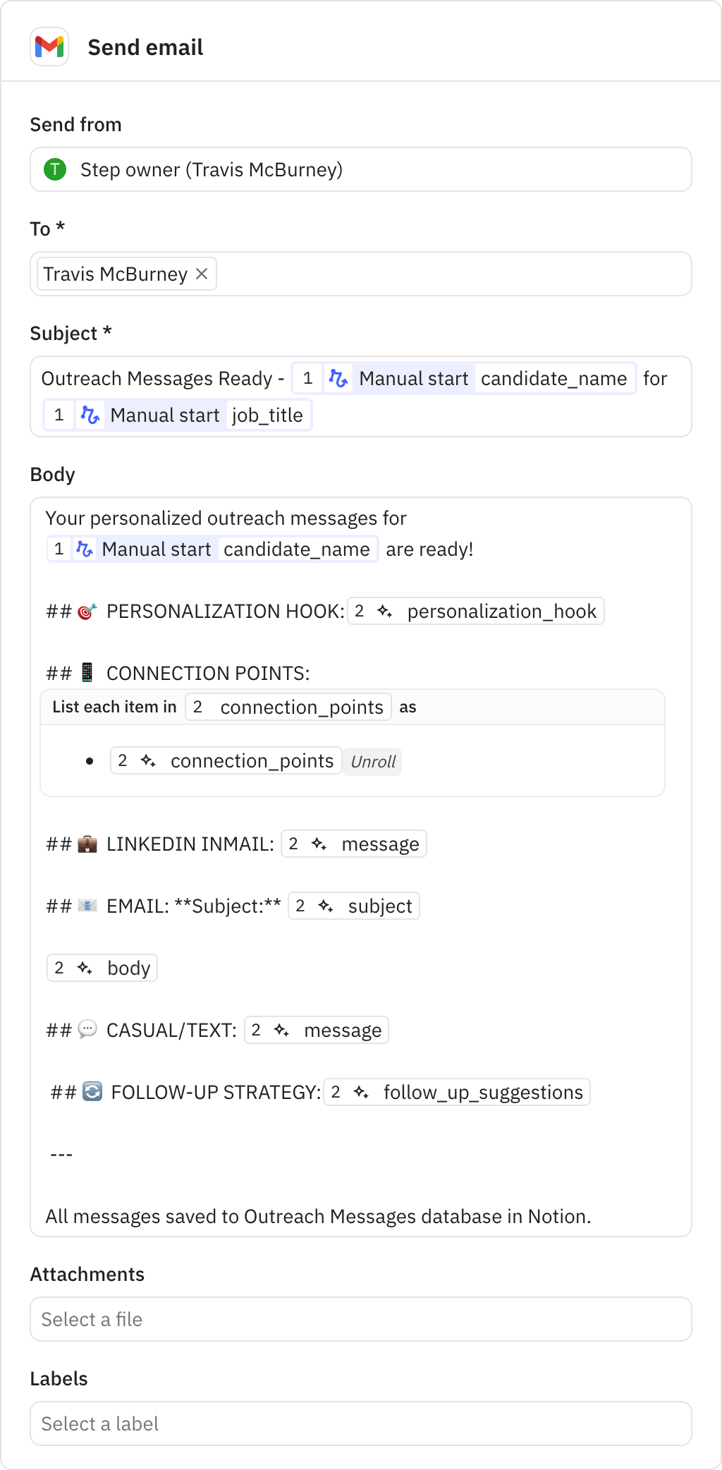 Relay.app screenshot of: Send email