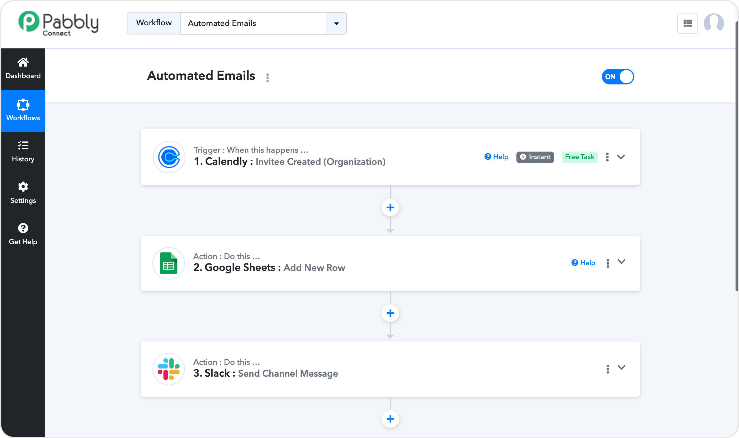 Screenshot of Pabbly Connect interface