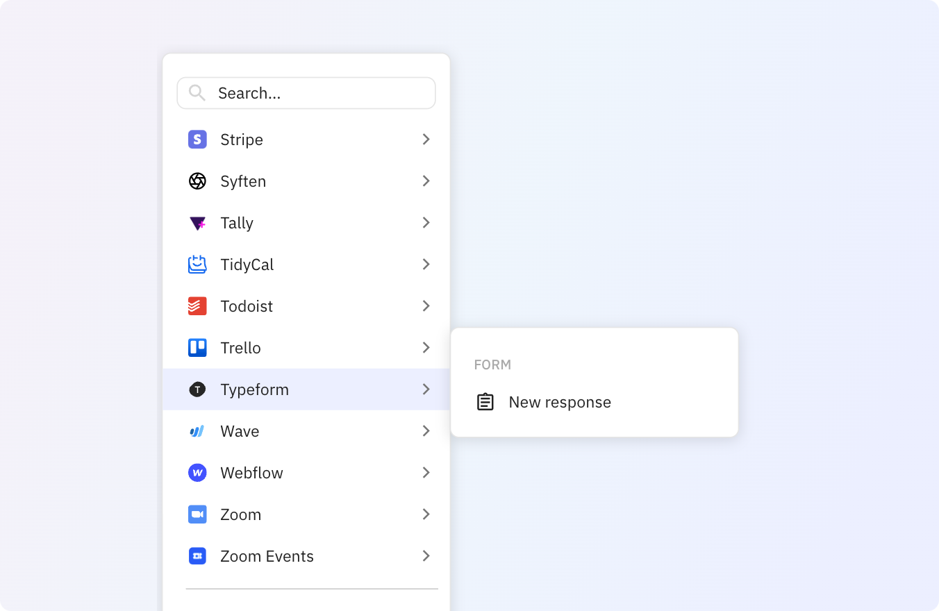 Preview of Run actions in your other apps for Typeform form responses