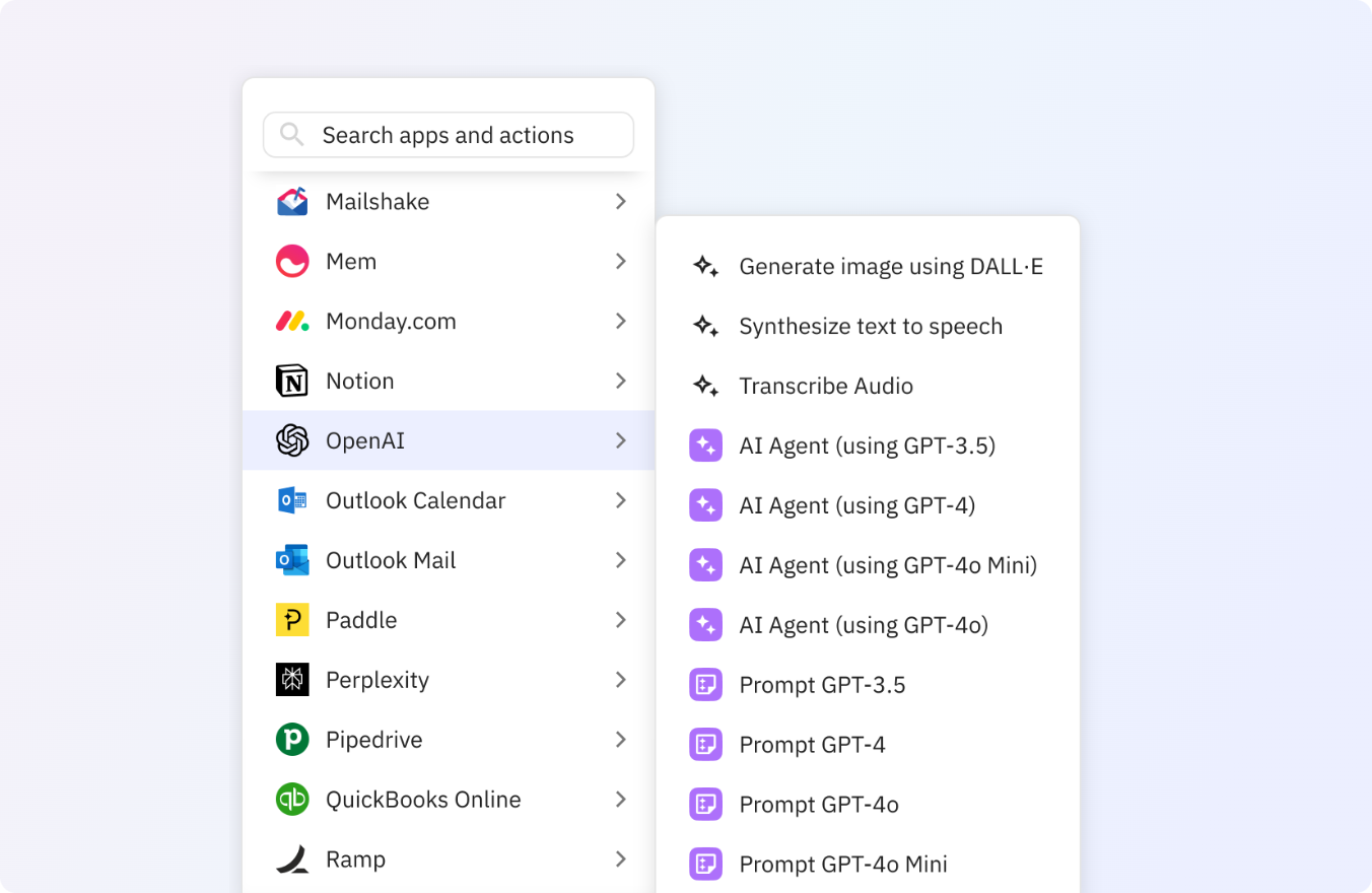 Incorporate AI processing of images, audio, or text with OpenAI in your workflows