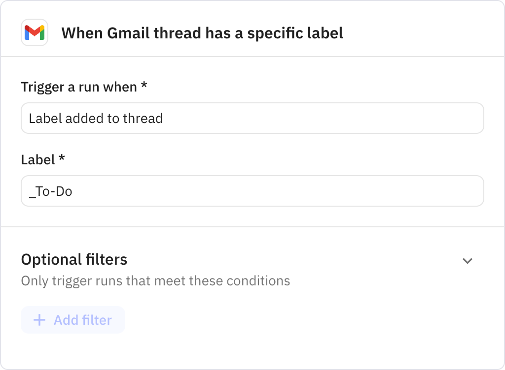 Relay.app screenshot of: When Gmail thread has a specific label