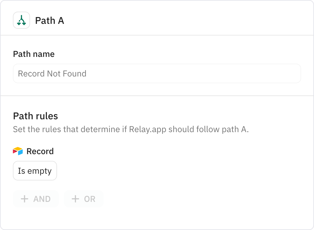 Relay.app screenshot of: Record Not Found