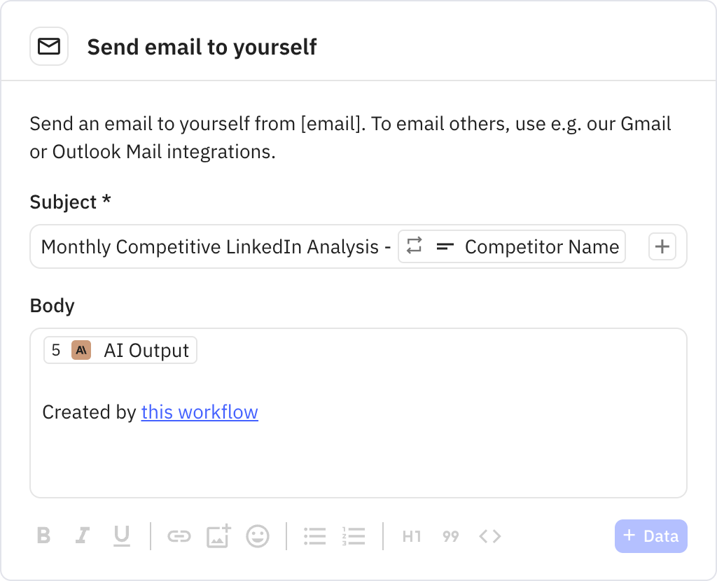 Relay.app screenshot of: Send email to yourself