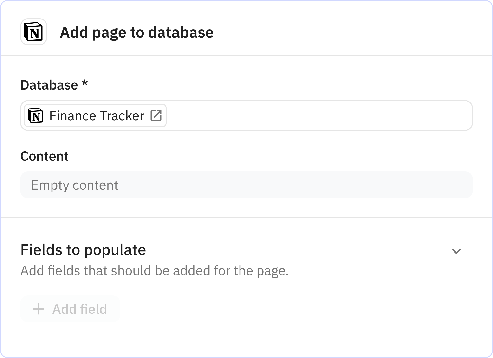 Relay.app screenshot of: Add page to database