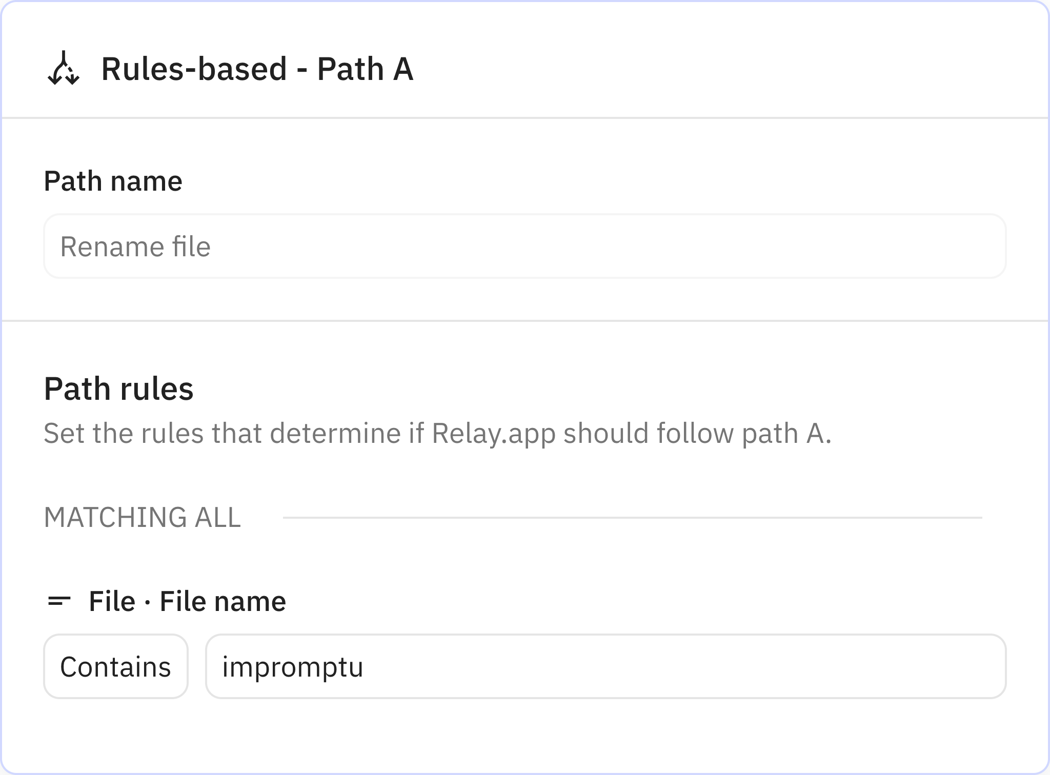 Relay.app screenshot of: Rename file
