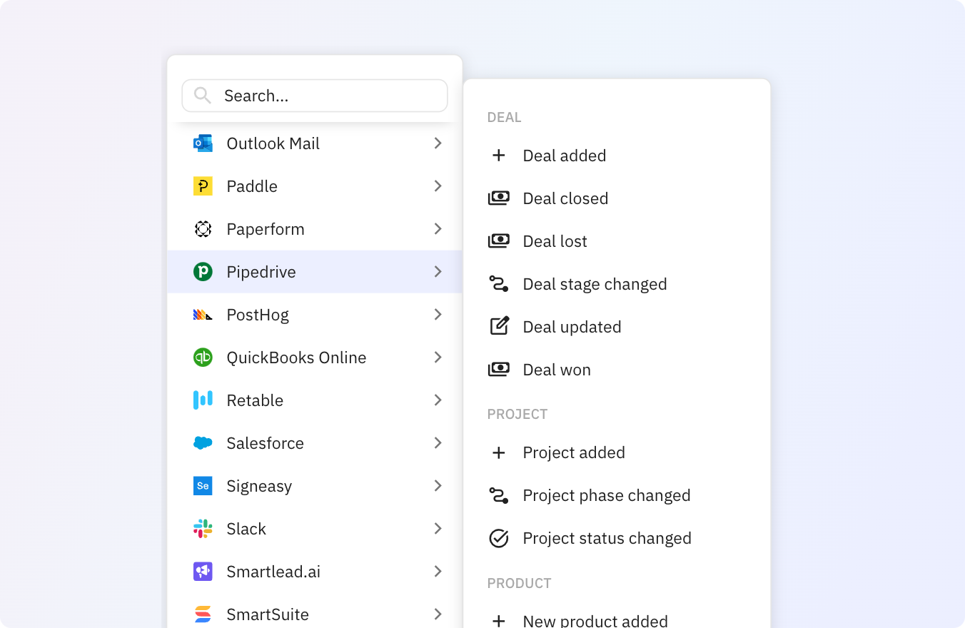 Use Relay.app's Pipedrive integrations to trigger actions across your apps
