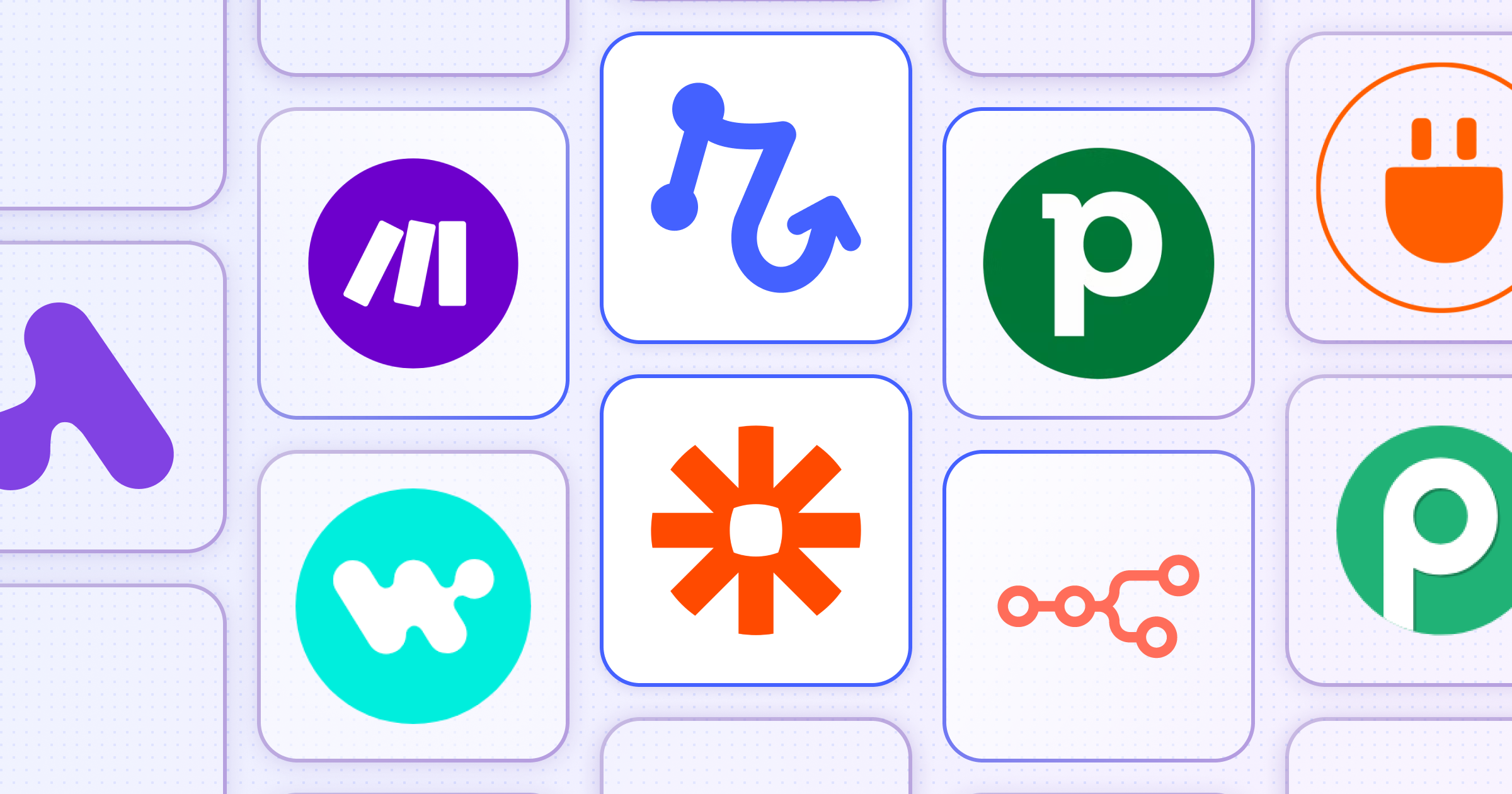 Logos of workflow automation apps