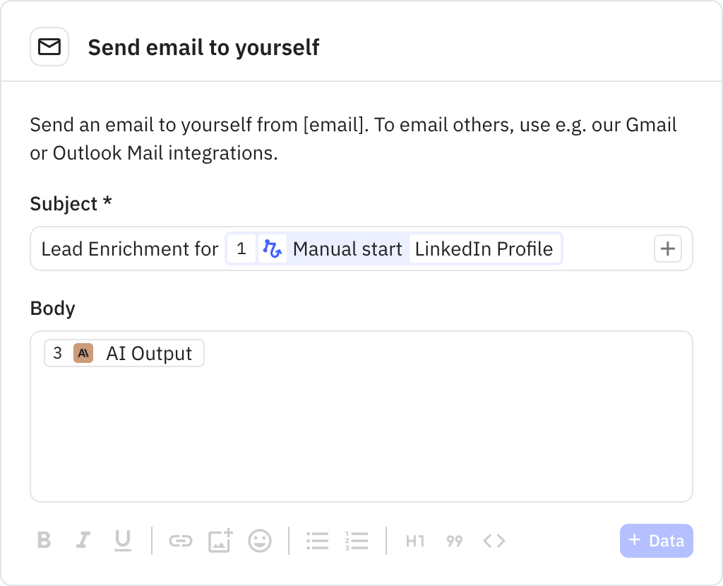 Relay.app screenshot of: Send email to yourself