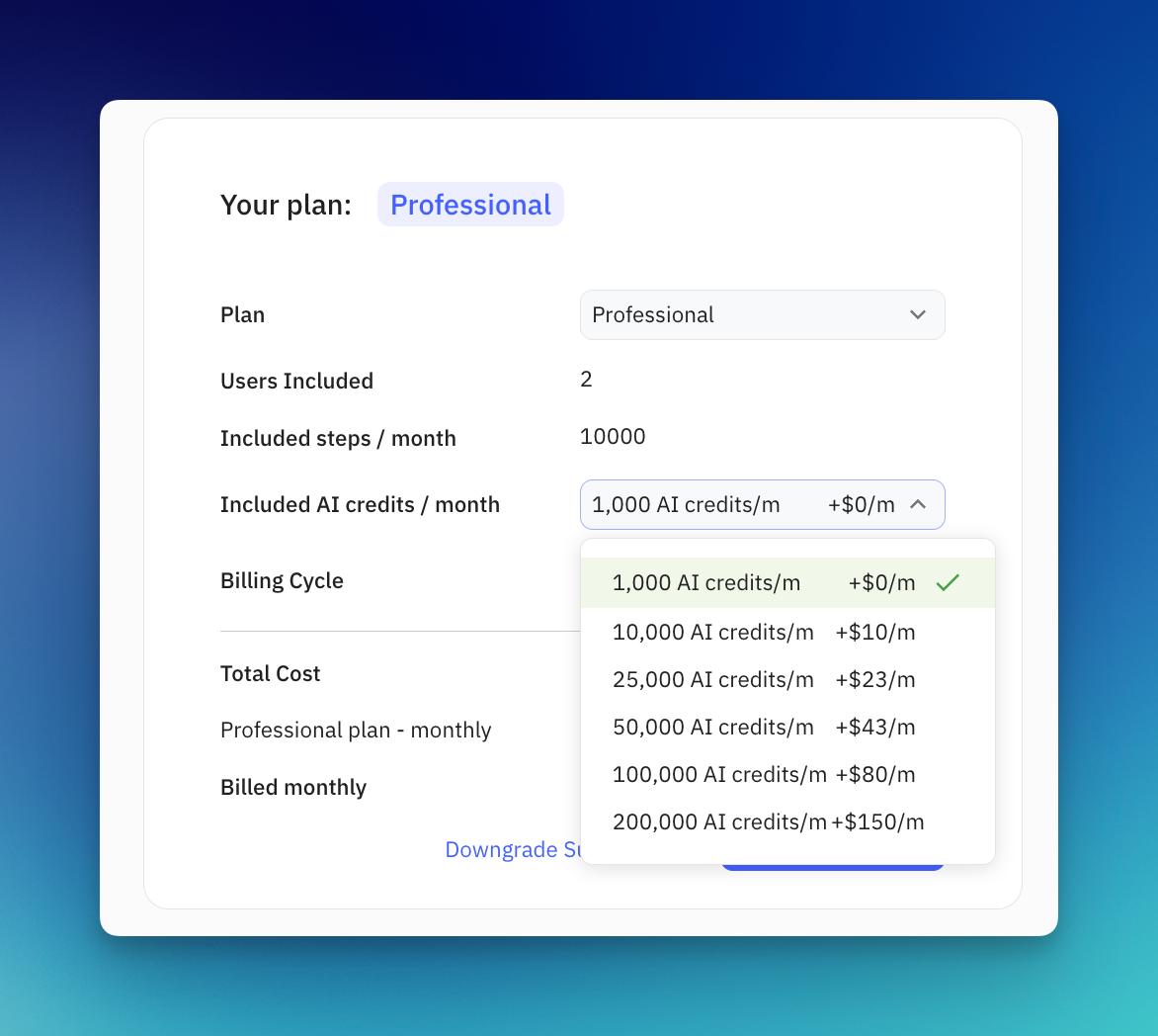 You can now add more AI credits to your plan