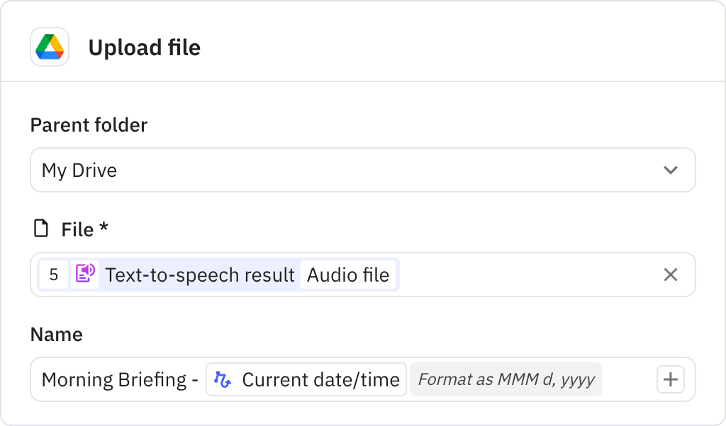 Relay.app screenshot of: Upload file