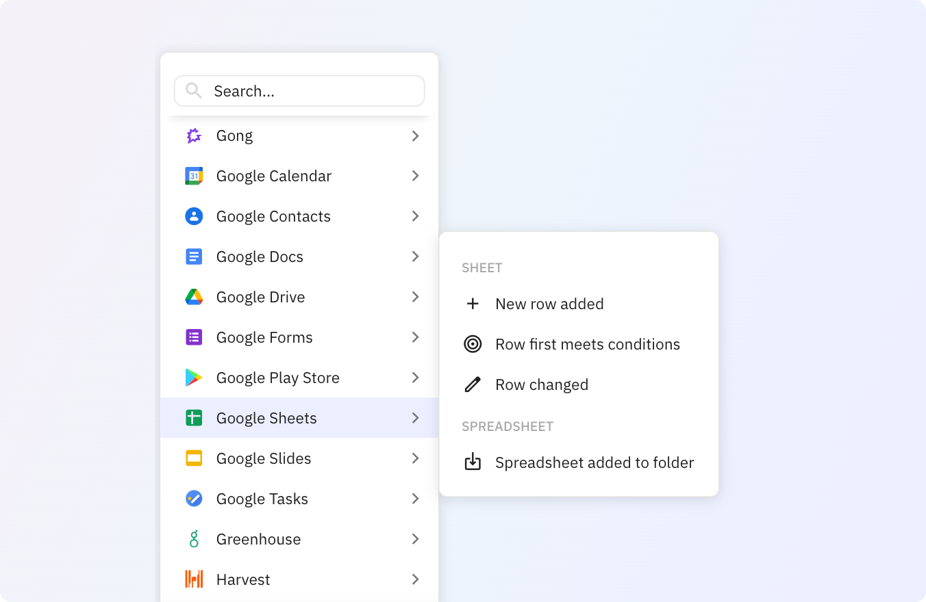 Preview of Use Relay.app's Google Sheets integrations to trigger actions across your apps