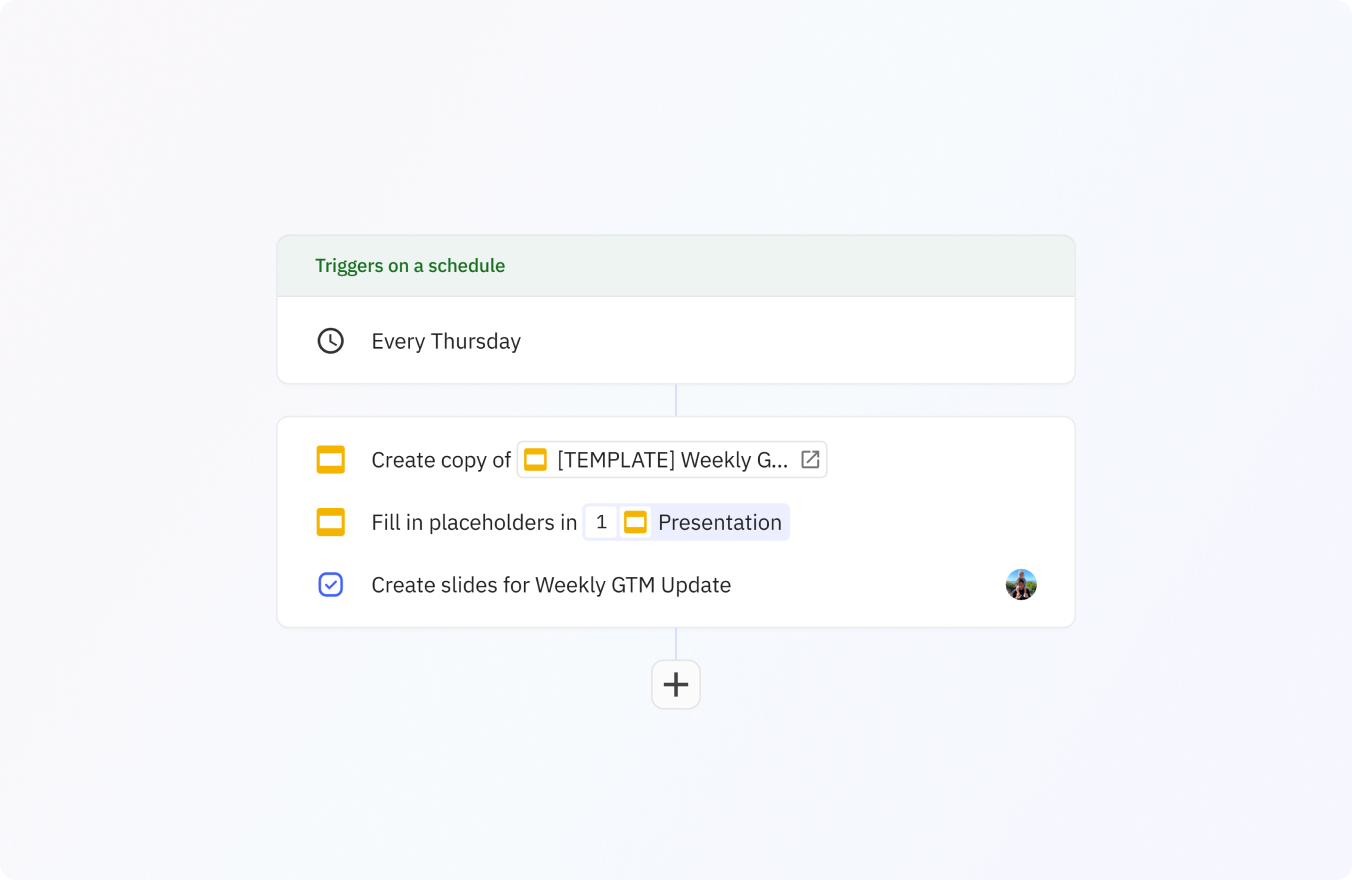Copy and fill in placeholders with the Google Slides integration in Relay.app