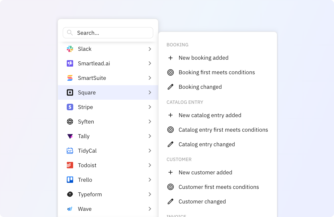 Preview of Use Relay.app's Square integrations to trigger actions across your apps