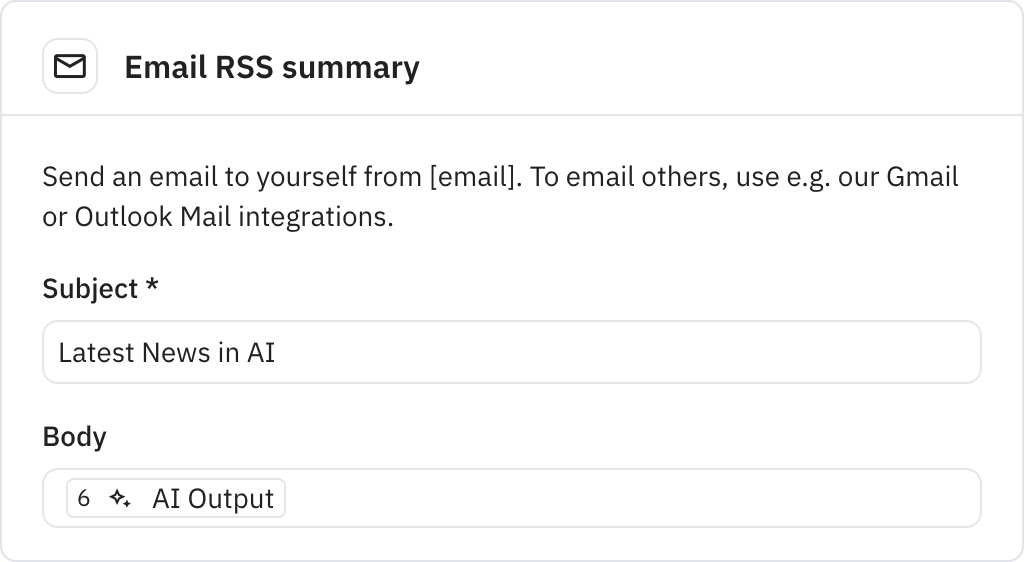Relay.app screenshot of: Email RSS summary