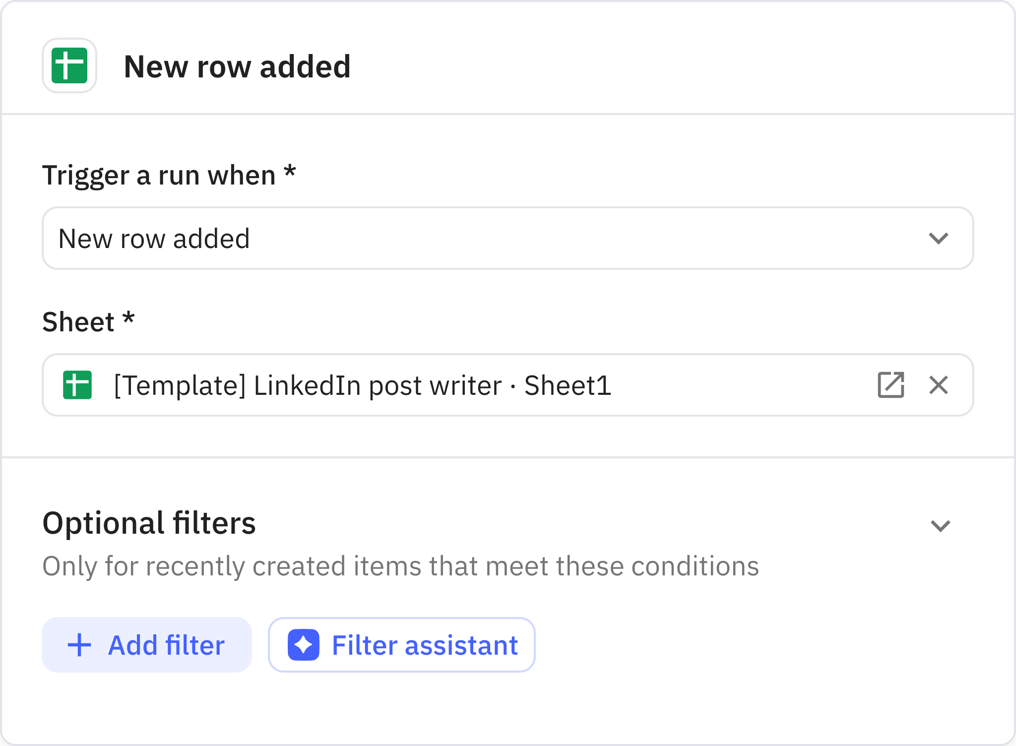 Relay.app screenshot of: New row added