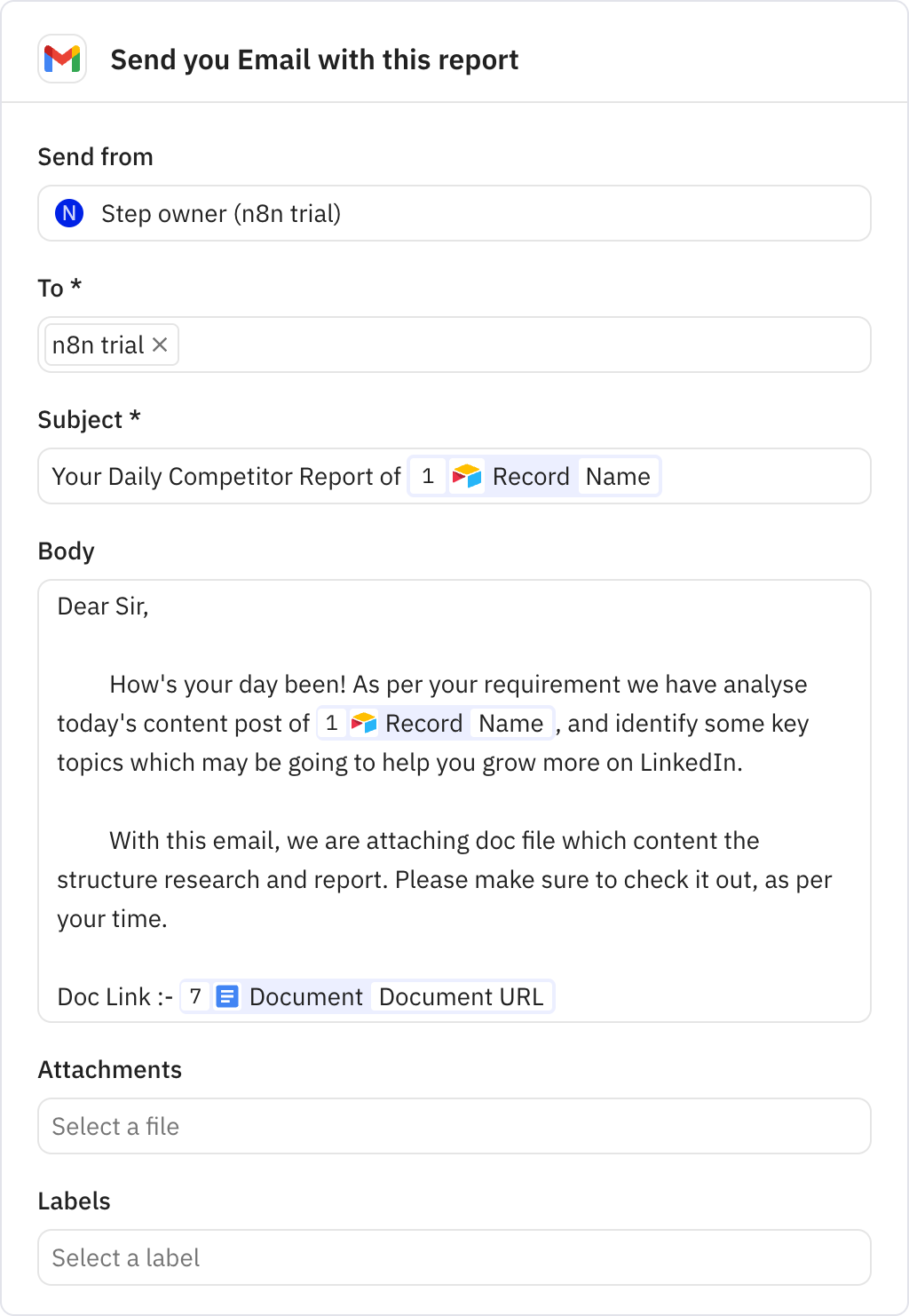Relay.app screenshot of: Send you Email with this report