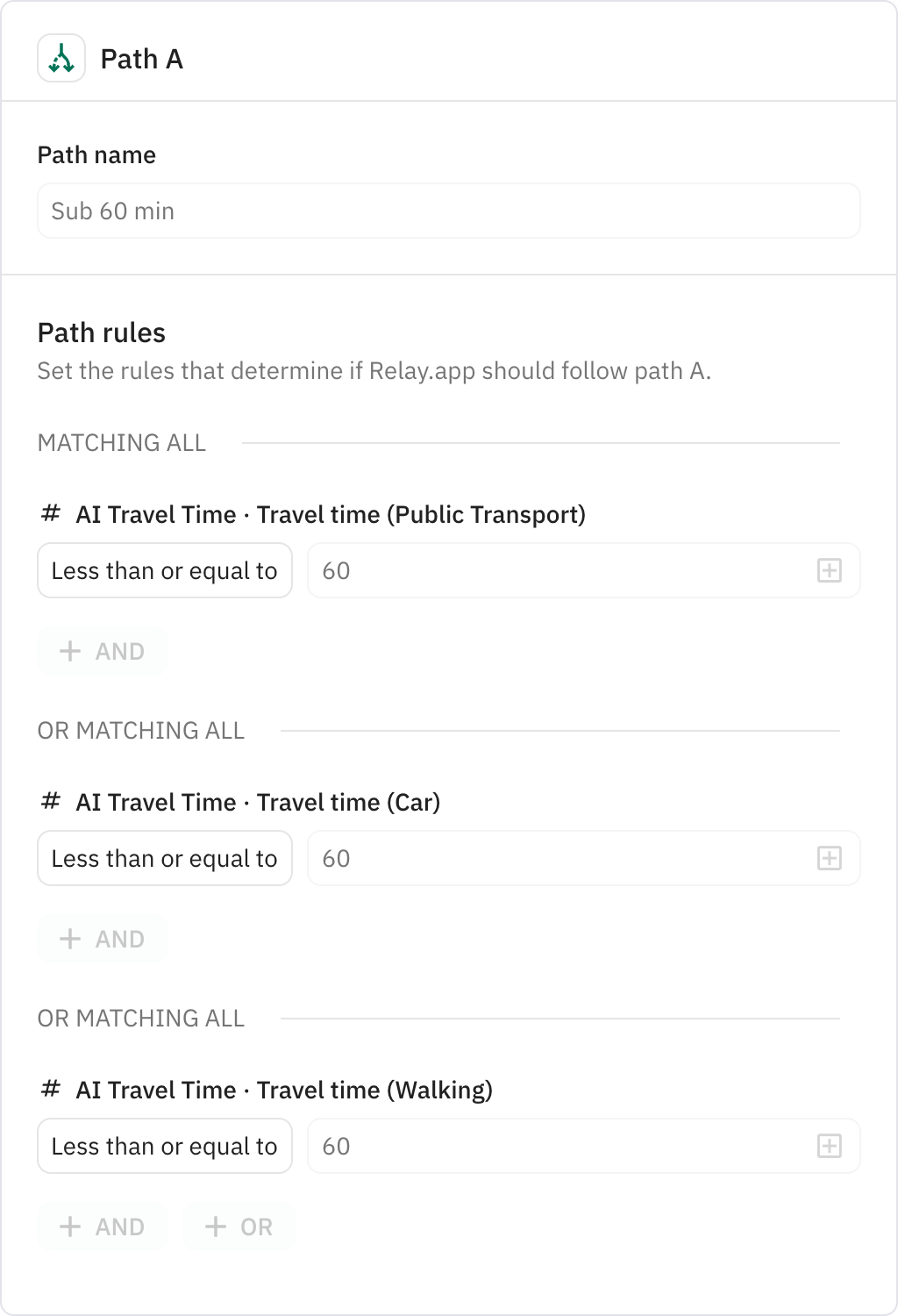 Relay.app screenshot of: Sub 60 min
