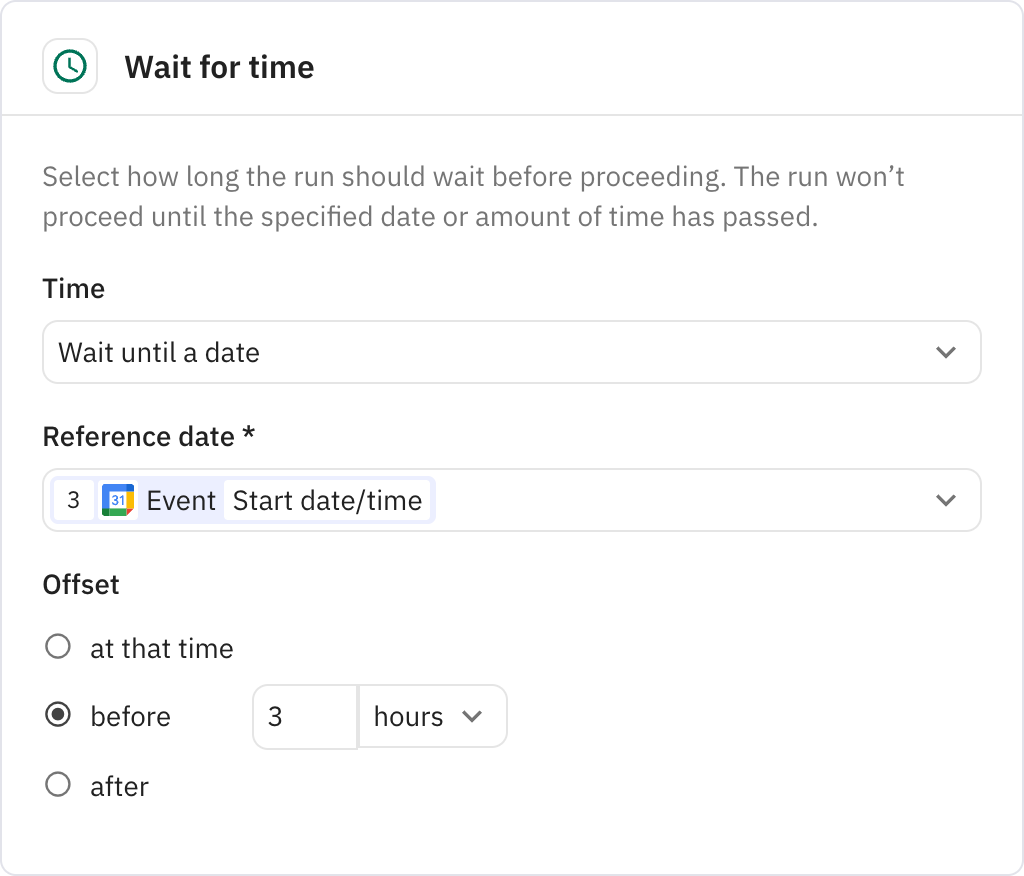 Relay.app screenshot of: Wait for time