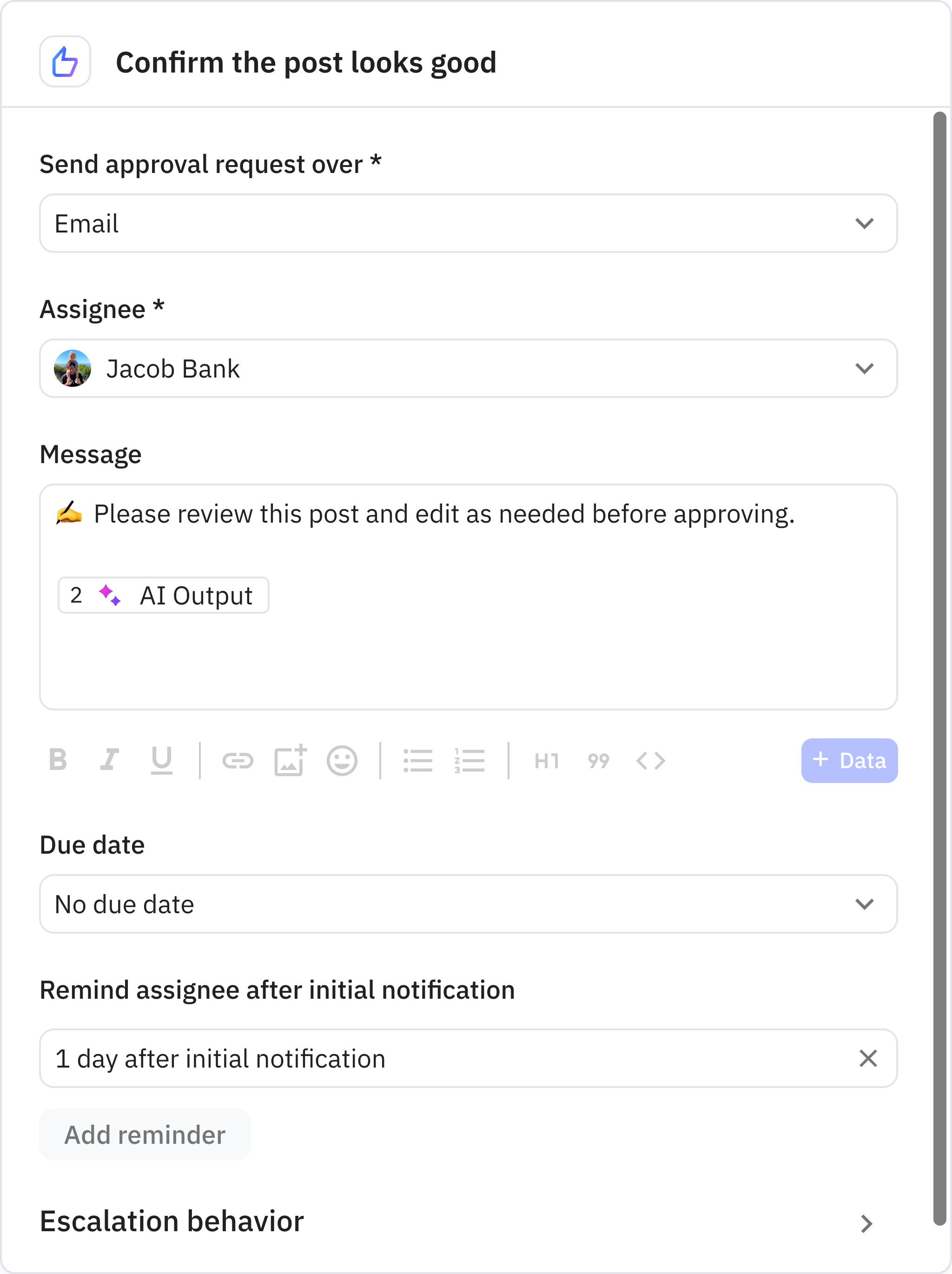 Relay.app screenshot of: Confirm the post looks good