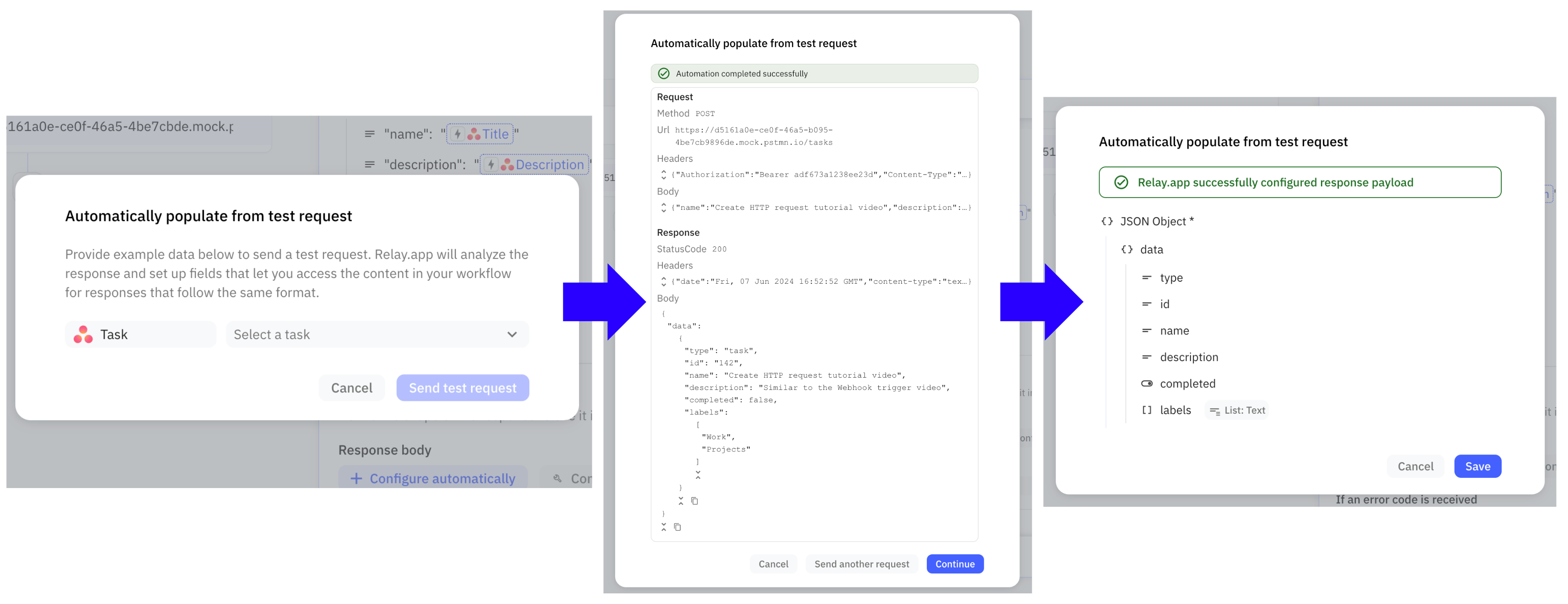 Inferring the response structure via a test request to the API endpoint