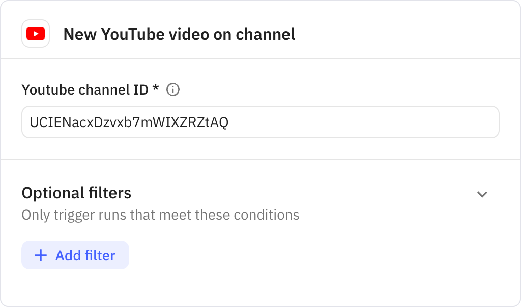 Relay.app screenshot of: New YouTube video on channel