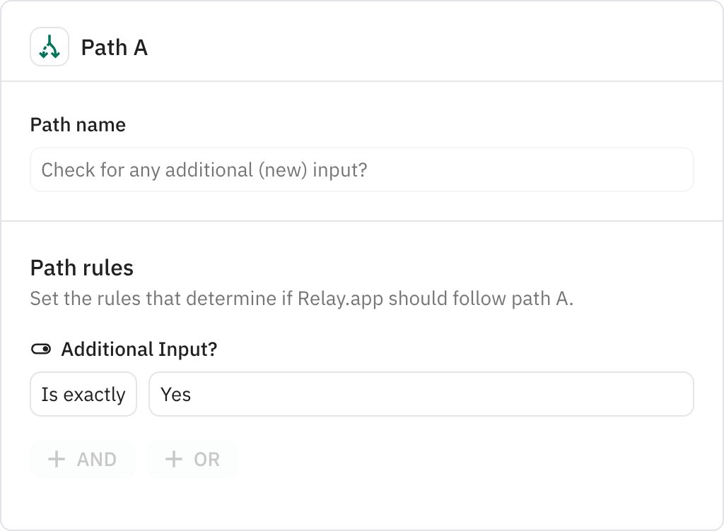 Relay.app screenshot of: Check for any additional (new) input?