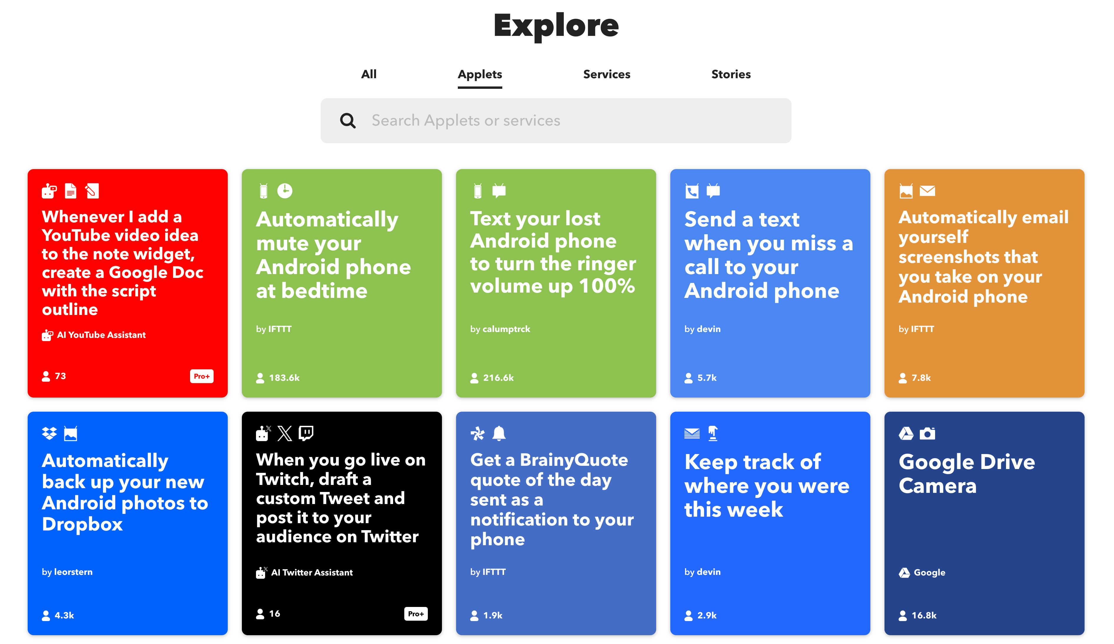 IFTTT applets